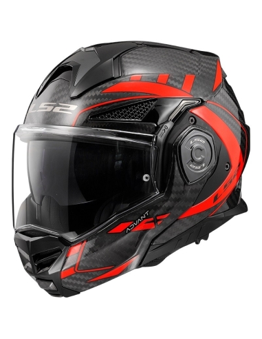 LS2 FF901 Advant X C feature gloss red modular flip up motorbike helmet