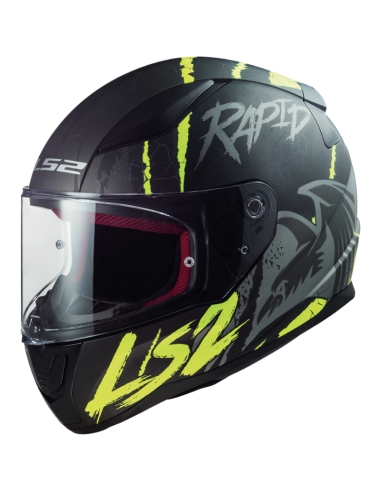 LS2 FF353 Rapid Raven M. Noir Argent HI Jaune Casque de moto de tourisme sportif intégral