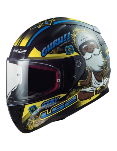 LS2 FF353 Rapid II Buddha noir brillant Jaune Casque moto Urban Touring intégral