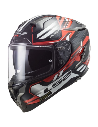 LS2 FF327 Storm Challenger Spin preto vermelho branco Capacete de motociclismo de estrada