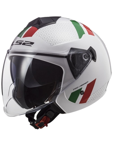 LS2 OF573 Twister II Combo Jet Open Face Branco Verde Vermelho Scooter Capacete de motociclista