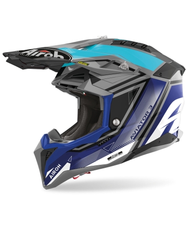 Airoh Aviator 3 League Blue gloss off road motocross dirtbike helmet