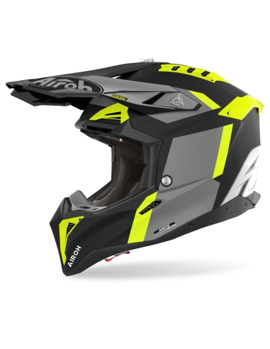 Airoh aviator 3 glory yellow matt off road motorbike racing helmet