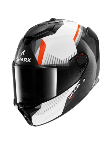 Shark Spartan GT Pro Kultram Carbone Blanc Orange Casque de moto intégral pour accident de route