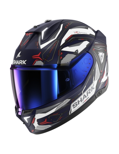 Shark Skwal i3 bleu blanc rouge moto sur route Casque intégral