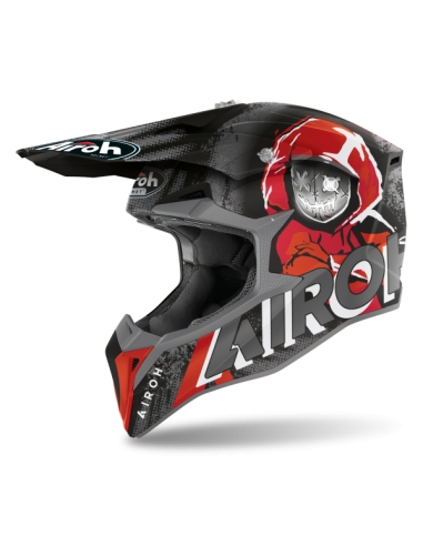 Casco integral de motocross Airoh Wraap Alien Rojo mate