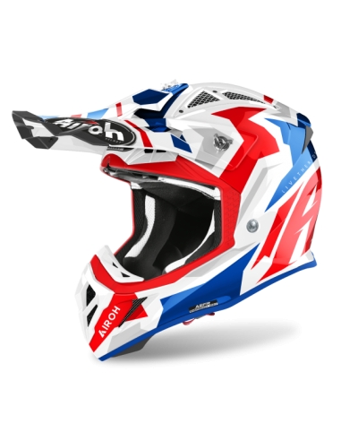 Casco de moto todoterreno Airoh Aviator Ace Swoop rojo/azul brillante