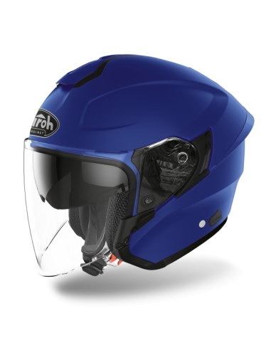 Casque de course de moto ouvert de couleur bleu mat Airoh H.20