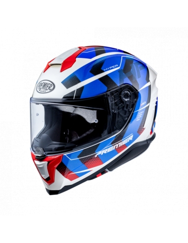 Premier 24 Hyper HP 12 Casco integral para moto de turismo, blanco, azul y rojo