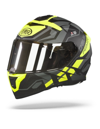 Casque de course de moto intégral Premier Devil Jc Y BM noir mat jaune