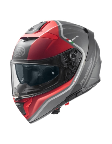 casco integral de moto premier devil carbon PH17BM negro mate /rojo