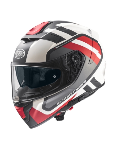 Casco de moto touring Premier DEVIL FZ2BM Blanco/Rojo