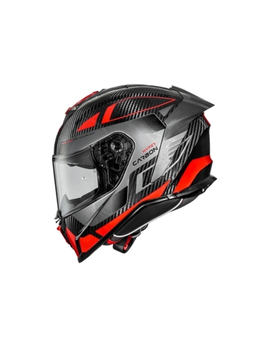 Capacete Integral Para Motociclista Premier Hypre Carbon TK2 Preto Vermelho