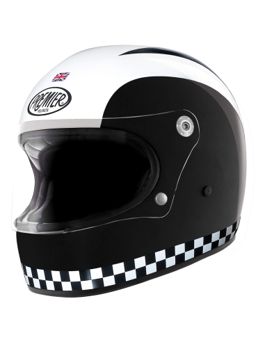 Casque moto intégral de tourisme Premier TROPHY RETRO blanc/noir