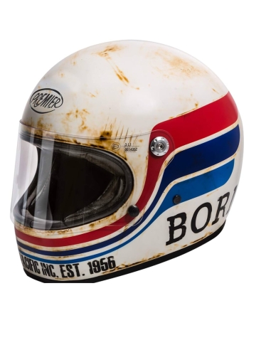 Casque moto intégral de tourisme Premier TROPHY BTR 8 BM blanc/rouge/bleu