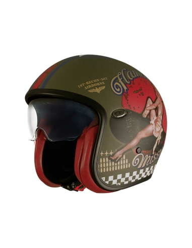 Casco jet Premier vintage Pin Up militare BM a faccia aperta ECE 22-06