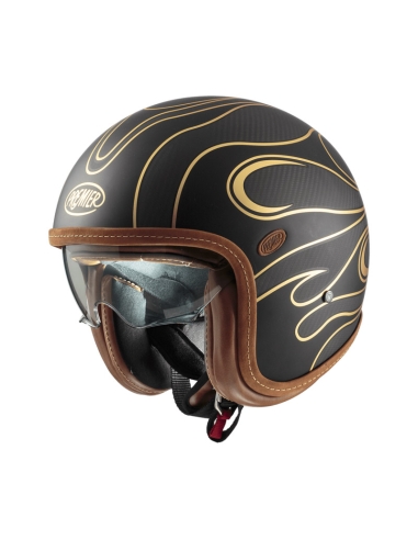 Premier Vintage Platino ED. carbono Ej. Jet scooter open face scooter casco dorado cromado BM