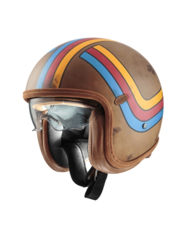 PREMIER VINT.PLATINO ED. Casco scooter jet scooter jet BOS EX BM marrón