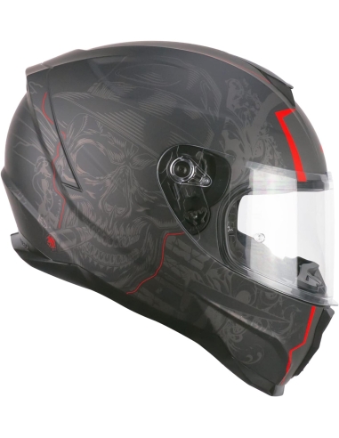 Casco integral para motocicleta 320G NEUTRON BAD-B, negro, rojo, con gráficos mate