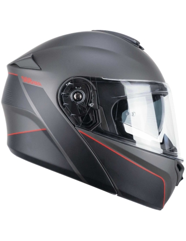 CGM 568S BER grafito rojo satinado modular flip front Casco de moto