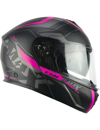 CGM 569G C-MAX CITY Modularer Motorrad-Rennradhelm Schwarz Matt Fuchsia