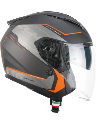 CGM 136S DNA APACHE Casco Jet Moto Touring Grafite Naranja Opaco