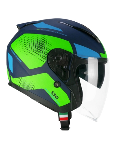 CGM 136G DNA GALAXY Jet Casco Moto Azul Verde Fluo Opague