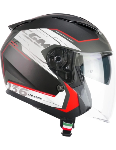 Capacete de turismo para motocicleta CGM 136S DNA APACHE Jet preto vermelho opaco