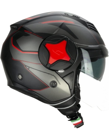 Casco Jet 169G ILLI SPORT Street Scooter negro rojo