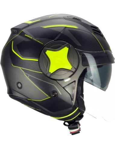 169G ILLI SPORT Street Scooter Open Face Helmet Graphite Yellow Fluo