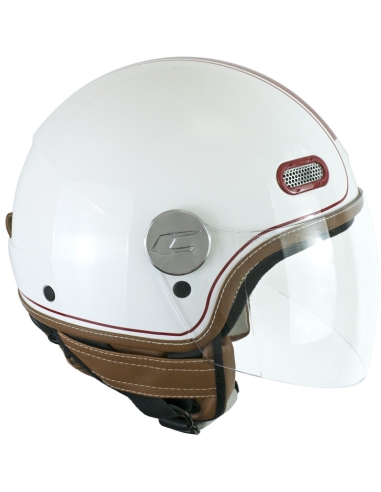 Casco de moto scooter CGM Pix vintage blanco burdeos abierto