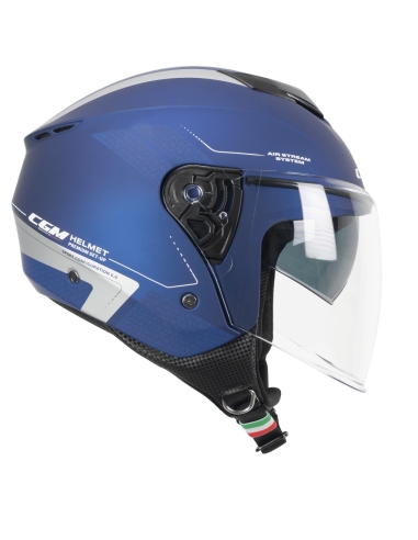 Casque d'équitation moto CGM 126G IPER CITY bleu argent satiné