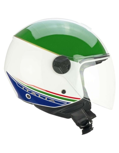 Casco moto turismo CGM 107i Florence Italia blanco rojo abierto