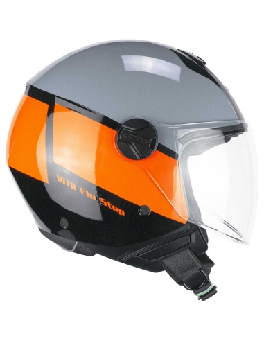 CGM 167R FLO STEP Visera Larga calle urbana Casco Scooter Jet Gris Naranja