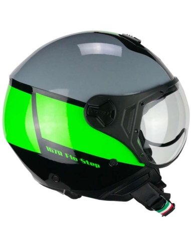 CGM 167R FLO STEP Shaped Visor Städtische Straße Scooter Helm Graugrün