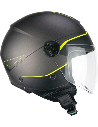 CGM 167G FLO WAY Casque de scooter à visière longue Anthracite Jaune Satin Fluo