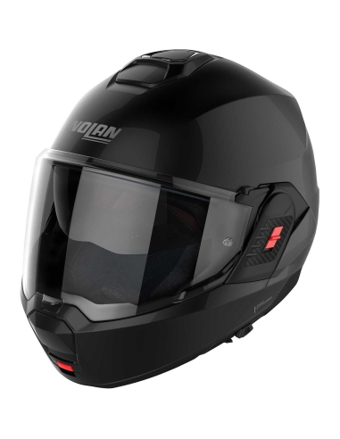 Nolan N120.1 Klassischer N-Com glänzend schwarzer hochklappbarer Motorradhelm mit Klappfront