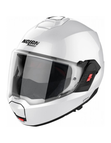 Casque de moto modulaire Nolan N120.1 Classic N-com blanc brillant à rabat avant