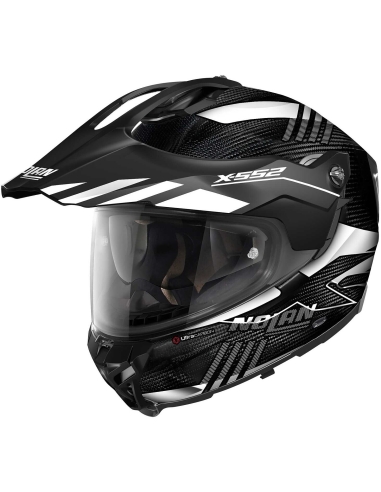 Casque de course moto intégral tout-terrain Nolan X-552 Ultra Carbon noir blanc mat