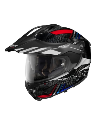 Casque de course moto intégral Nolan X-552 Ultra Carbon rouge blanc noir brillant