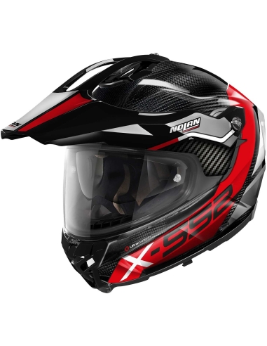 Nolan X-552 Ultra Carbon Abenteuerrennen Motorradhelm Rot Weiß