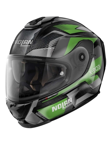 Casque intégral de moto de tourisme Nolan X-903 Ultra Carbon Adventure vert anthracite