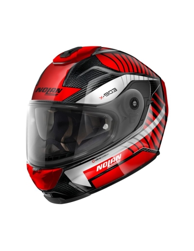 Casque de moto intégral de tourisme Nolan X-903 Ultra Carbon noir brillant rouge