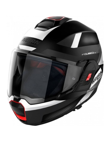 Nolan N120.1 underground N-com casco de moto modular flip front blanco negro mate