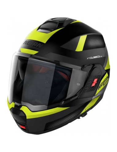 Casco moto modulare da strada Nolan N120.1 metropolitan N-com nero opaco giallo