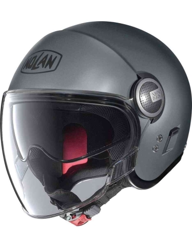 Nolan N21 Visor 06 casque de moto jet gris classique ouvert sur route