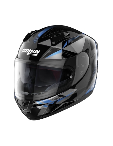 Casco integral de moto Nolan N60-6 Classic 076 negro brillante azul plata