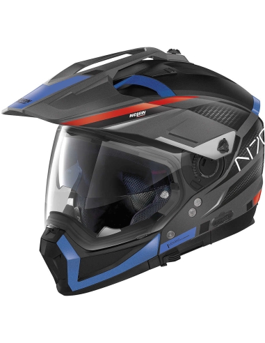 Casco Moto Modulare Apribile Nolan N70-2 X 06 Earthquake N-Com 048 Nero/Blu/Rosso