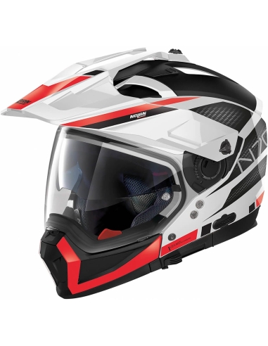 Nolan N70-2 X 06 Earthquake N-Com 049 Casco Modular Aventura Abatible para Moto Rojo/Blanco