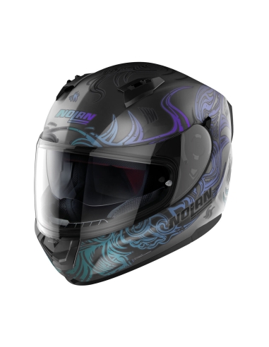 Casque de course moto intégral Nolan N60-6 Muse 072 gris lave violet mat